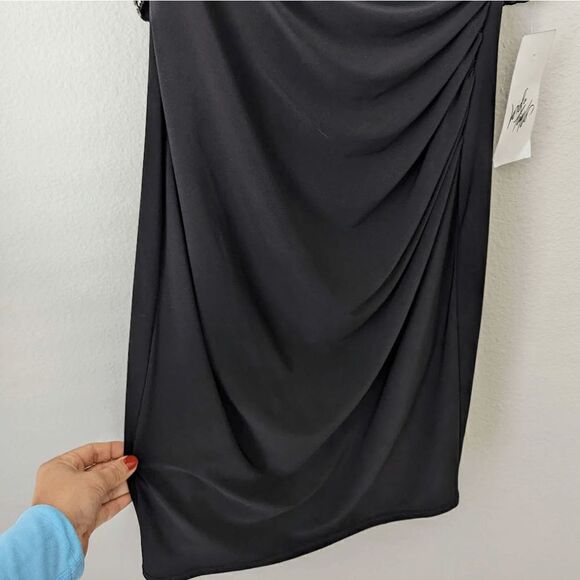 NWT Dress XSCAPE LBD Sheath Sleeveless Hand Beaded Black Silver 6 Holiday NYE - Picture 6 of 11